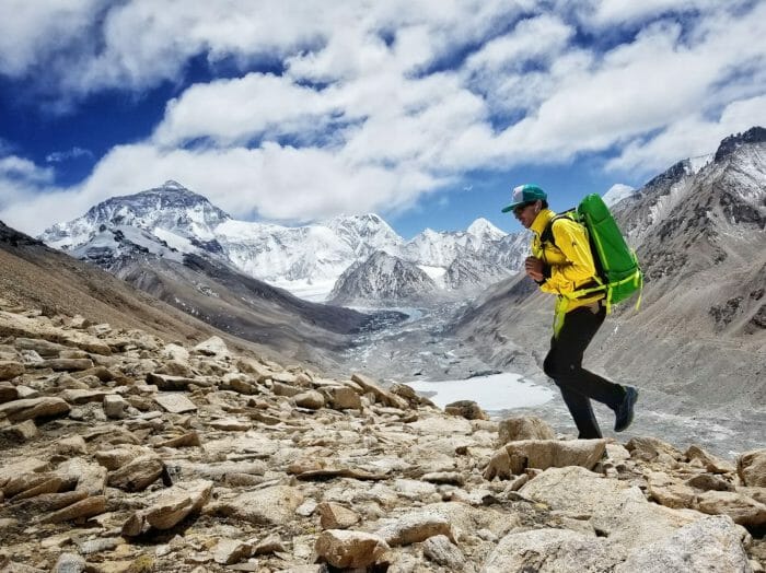 Uphill Athlete Adrian Ballinger and Mount Everest. Photo by Uphill Athlete Cory Richards