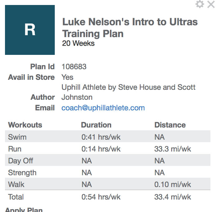 ultras training plan