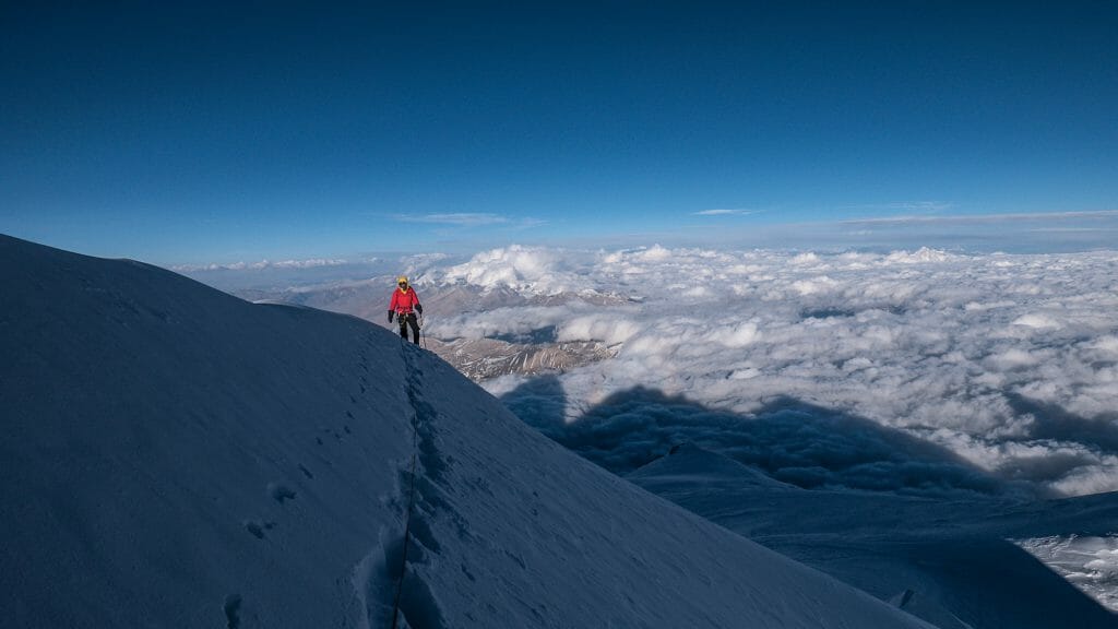 Near the summit of Shisha Pangma
