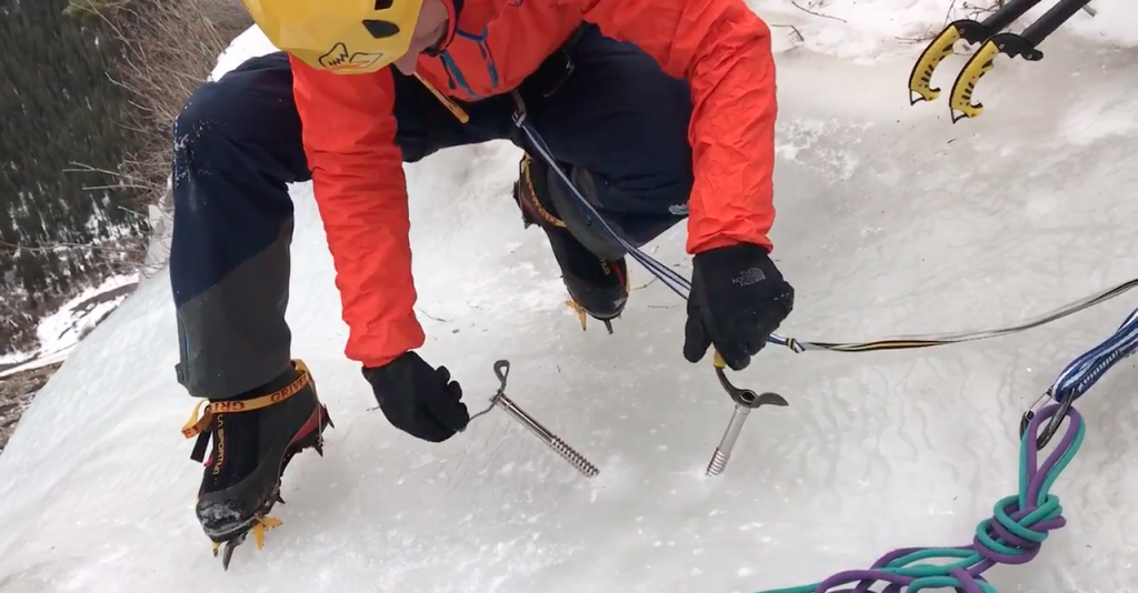How to get off an ice climb naked A-thread rappel anchor
