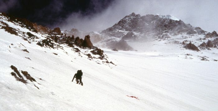 Scott Johnston climbing on K2 in 1986.