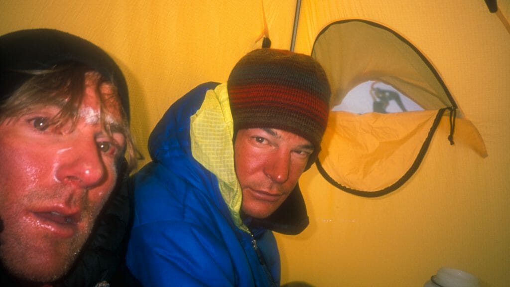 Bruce Miller and Steve House on the Rupal Face, 2004.