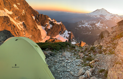 View from Kevin's tent on Shuksan (Fisher Chimneys) in 2020.