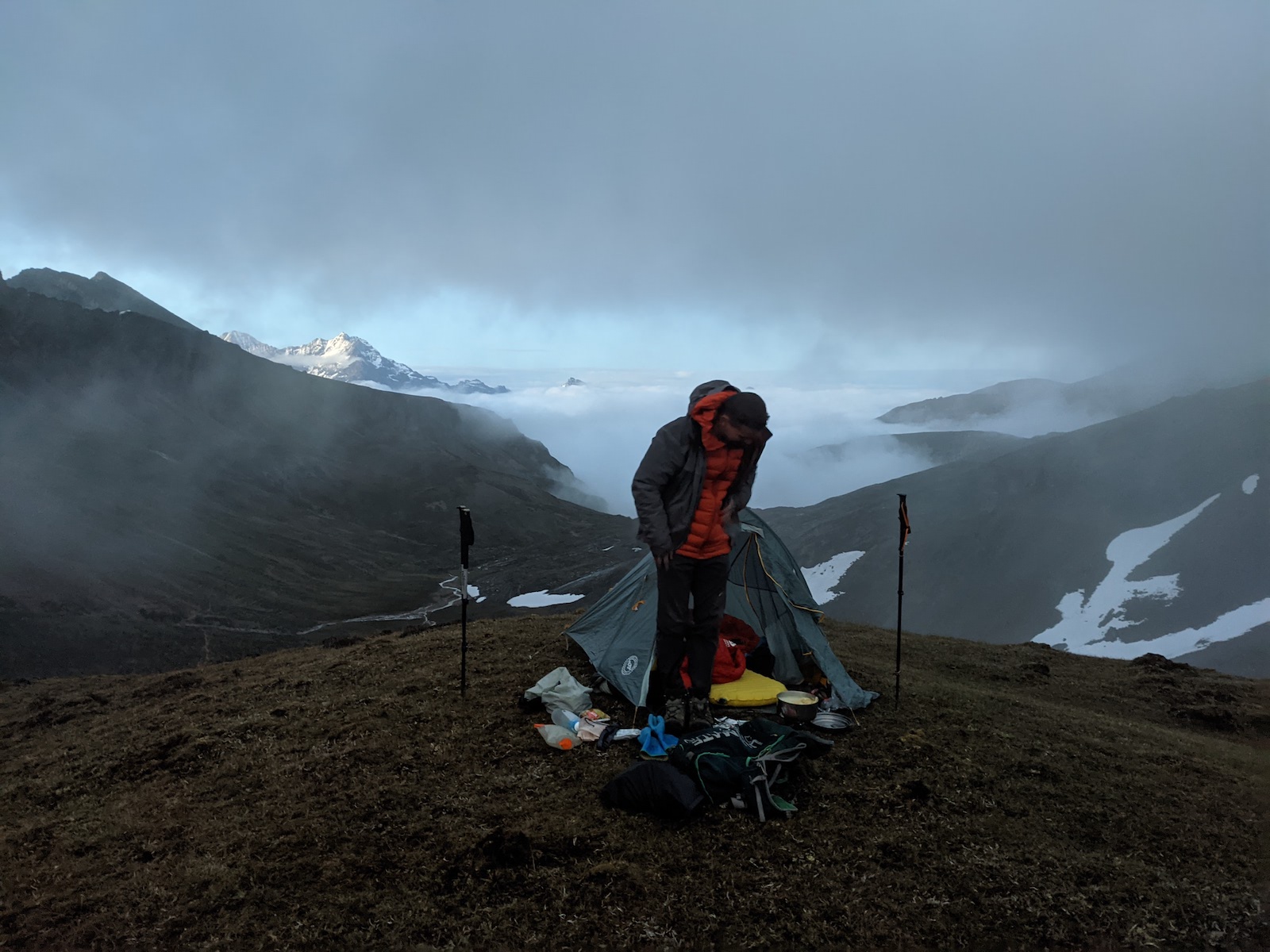 40-mile and 48-hour exploratory fastpacking trip with my friend, Erick, in the Bhutanese Himalayas. Here we camped at 15,000 feet and woke up to a blizzard.