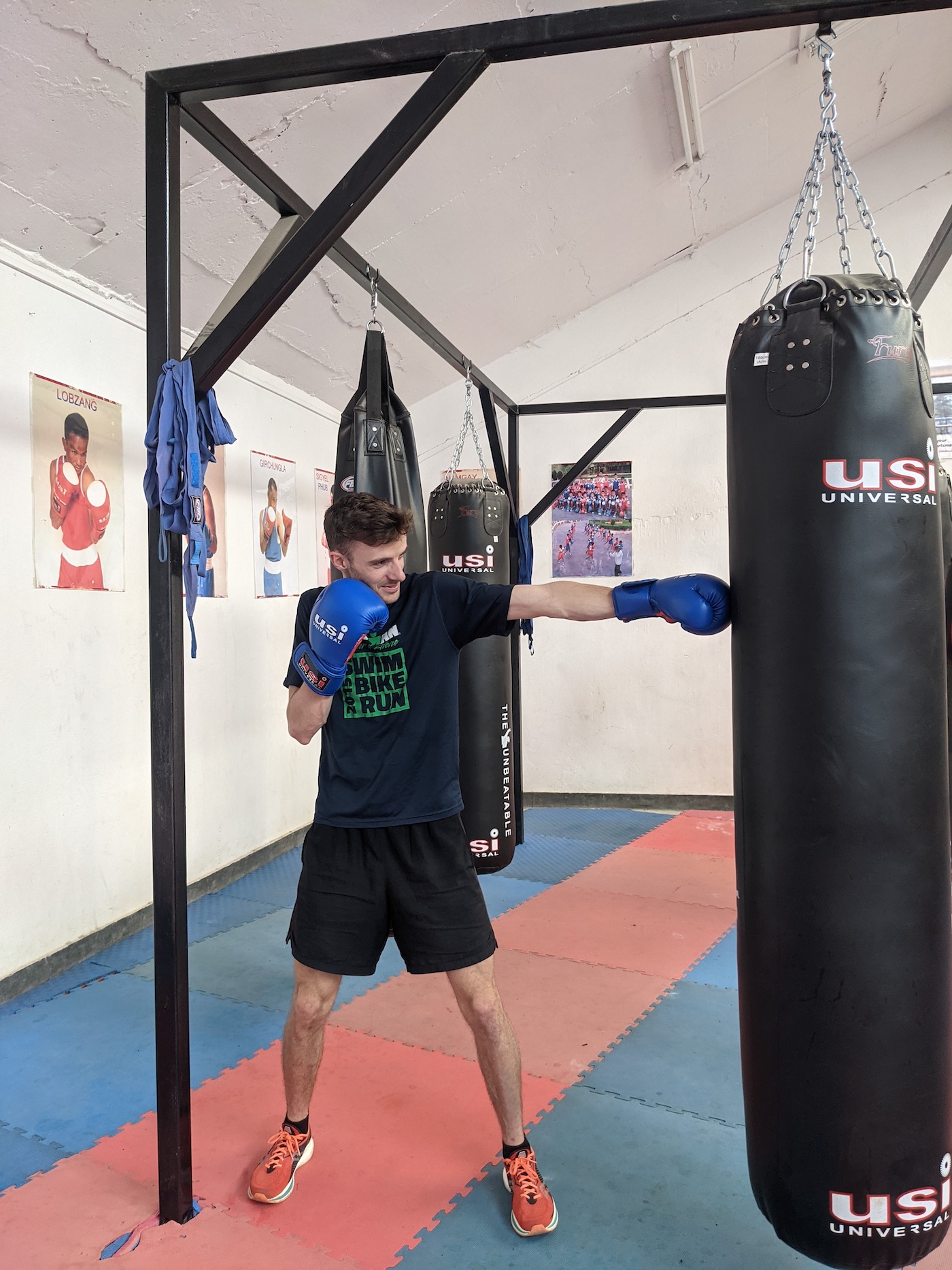 Cross-training in the national boxing gym three times per week.