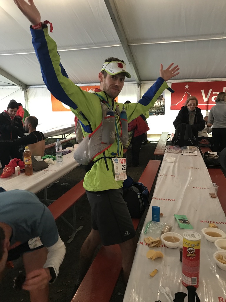 UTMB 2017 - The author is fueling up at Champex-Lac and ready to go!